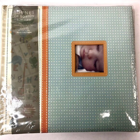 Burnes of Boston Photo Album Archival Paper CD Storage Rectangular Brown Blue - Picture 1 of 16